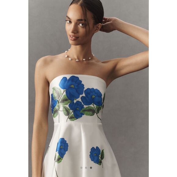 NEW  Aston Studio Audrey Strapless Floral Taffeta Maxi Dress Size S - Picture 2 of 11